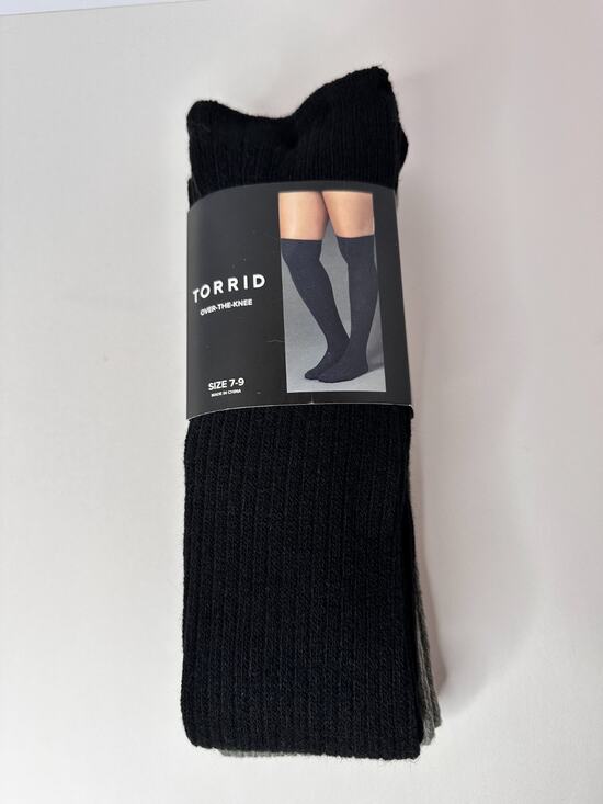 torrid Accessories - NWT Torrid Women’s Over The Knee Socks, 2 Pair, Very Soft, Black/ Gray, Size 7-9